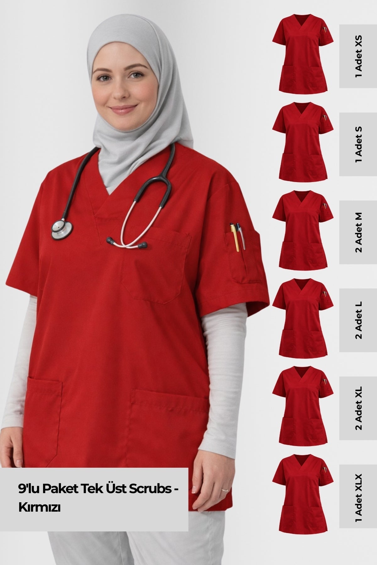 kırmızı scrubs modern scrubs forma kadın şık tasarım