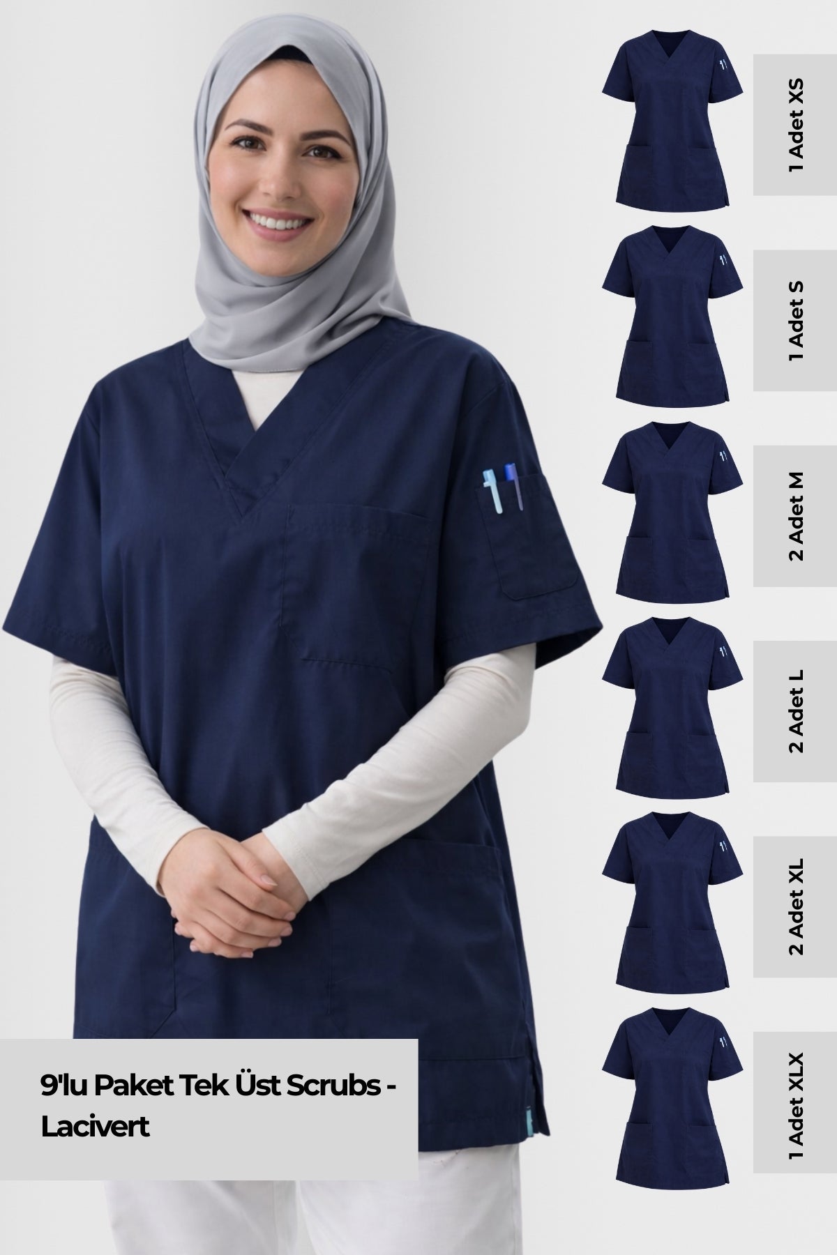 lacivert scrubs forma kadın doktor scrubs üniforma modeli