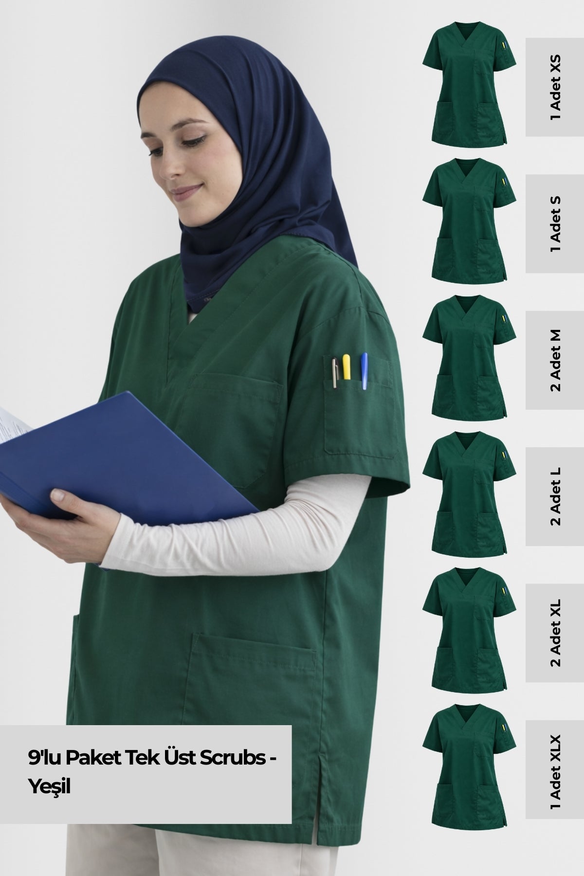 yeşil scrubs ispanyol paça scrubs alt üst takım