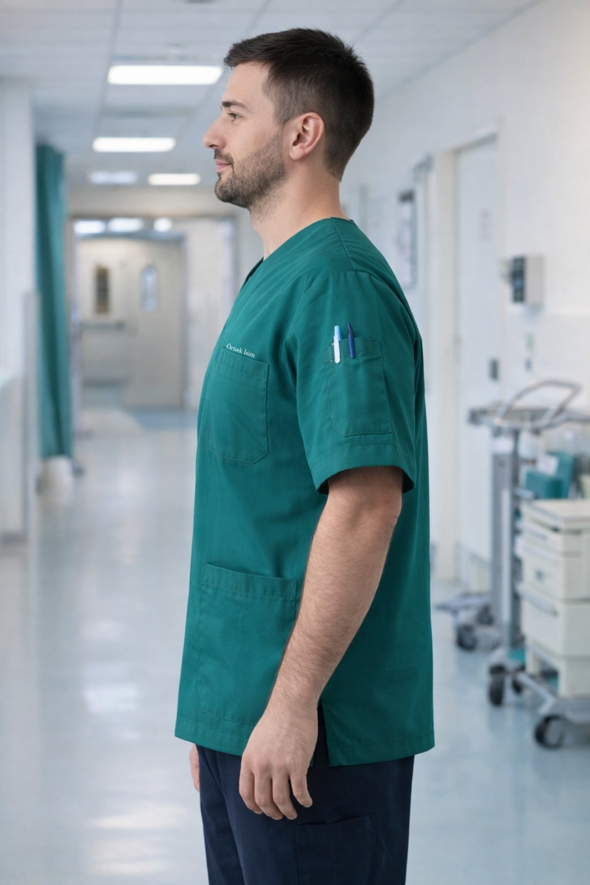 Medikal scrubs forma erkek, yeşil cerrahi scrubs kıyafet hastane kullanımı