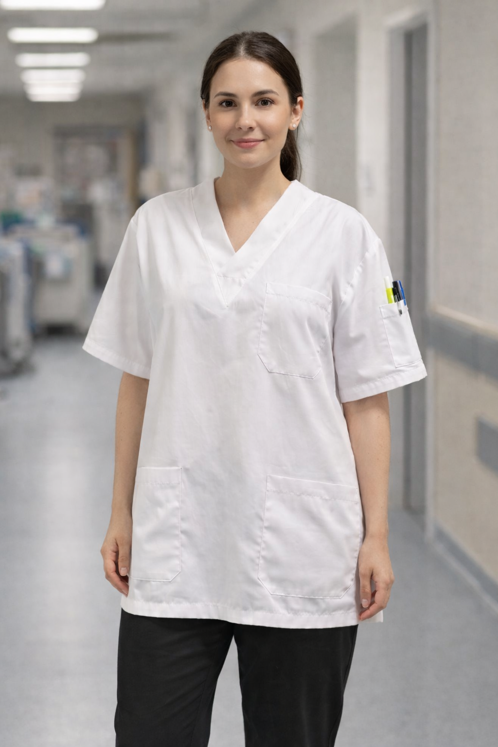 scrubs üniforma beyaz kadın hemşire kıyafeti uzun kollu modern scrubs forma